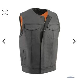 Milwaukee Leather MLM3515 Men's Black Collarless Leather vest